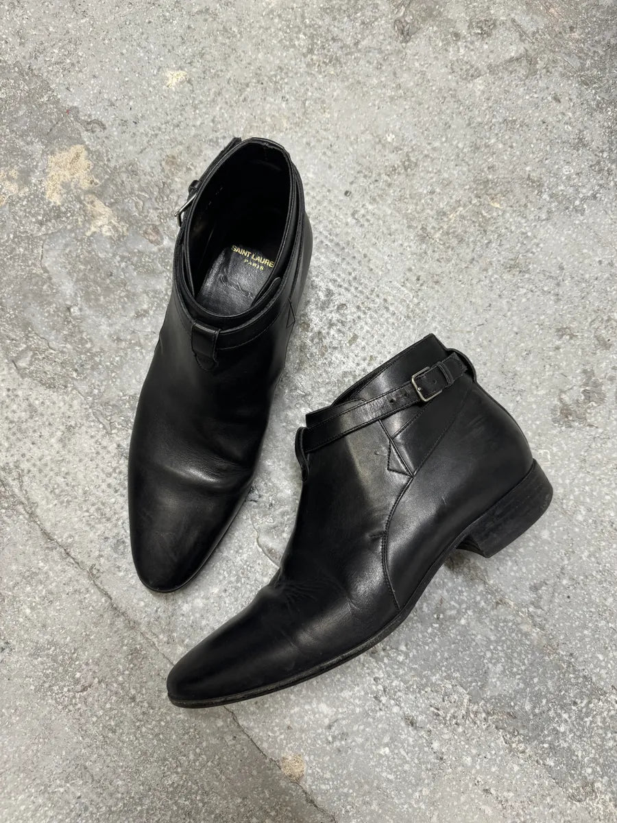 AW2013 Saint Laurent Black Mid Leather Biker Boots (42eu/us8.5) 4