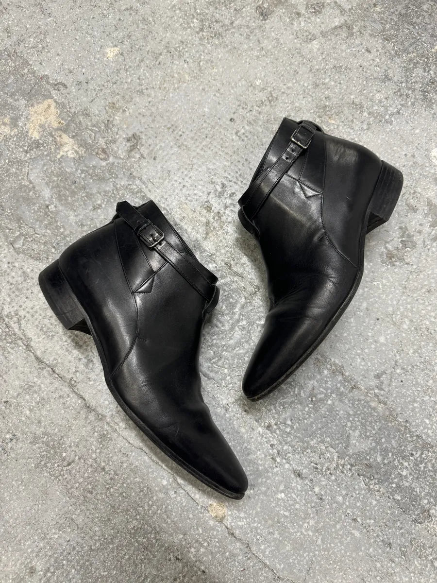 AW2013 Saint Laurent Black Mid Leather Biker Boots (42eu/us8.5) 5