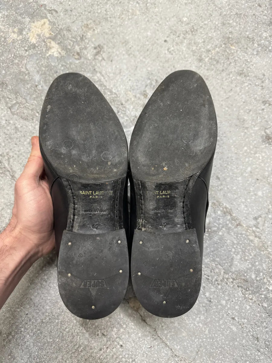 AW2013 Saint Laurent Black Mid Leather Biker Boots (42eu/us8.5) 6