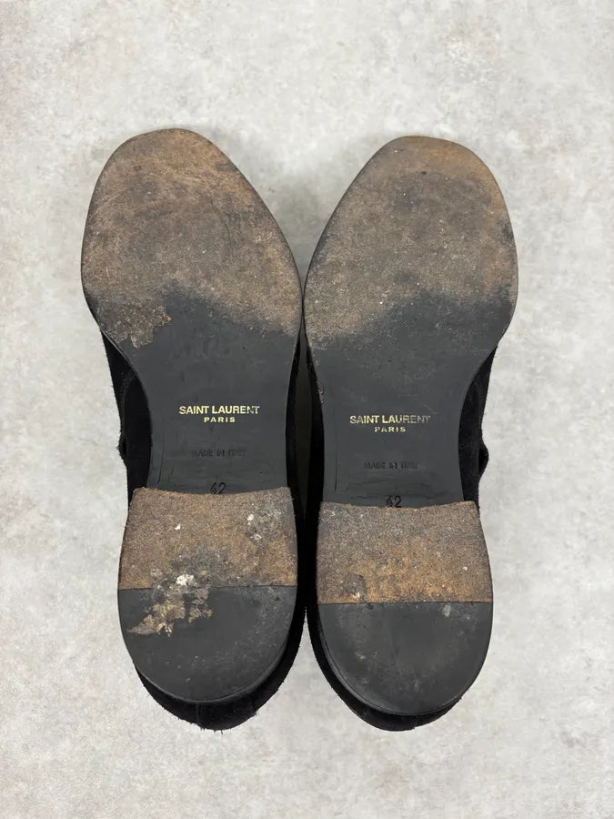 AW2013 Saint Laurent Black Mid Suede Leather Boots MEbtKbF 7