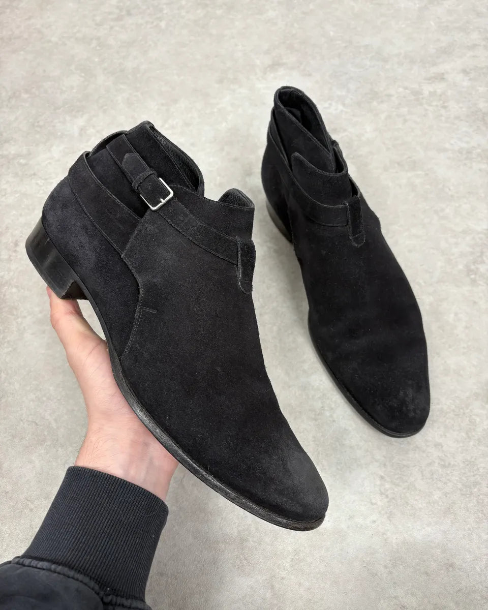 AW2013 Saint Laurent Black Mid Suede Leather Boots MEbtKbF 0