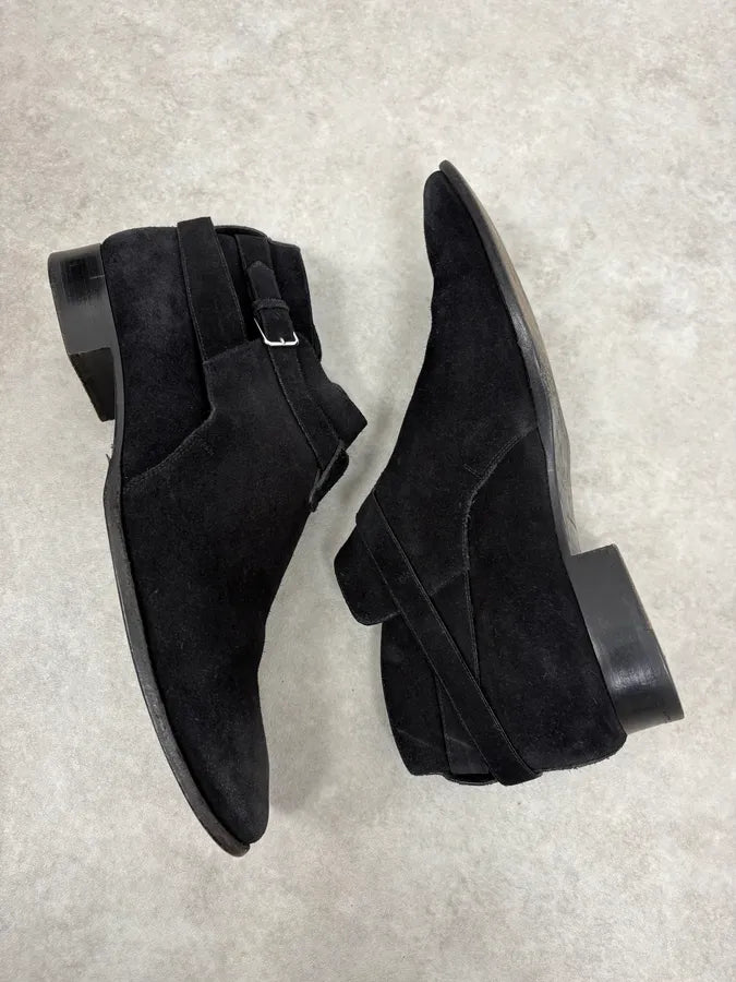AW2013 Saint Laurent Black Mid Suede Leather Boots MEbtKbF 5