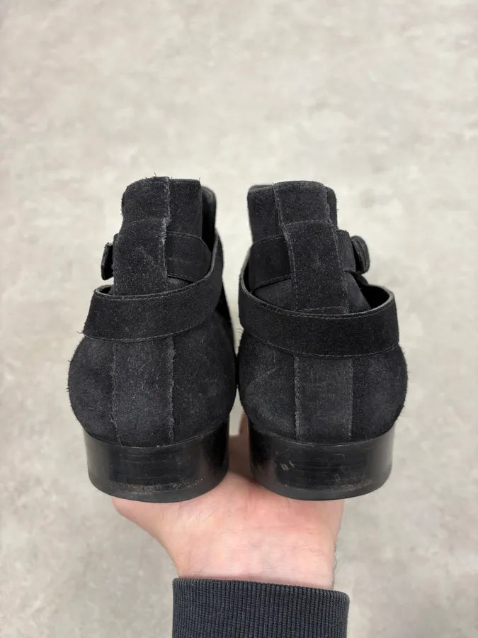 AW2013 Saint Laurent Black Mid Suede Leather Boots MEbtKbF 6