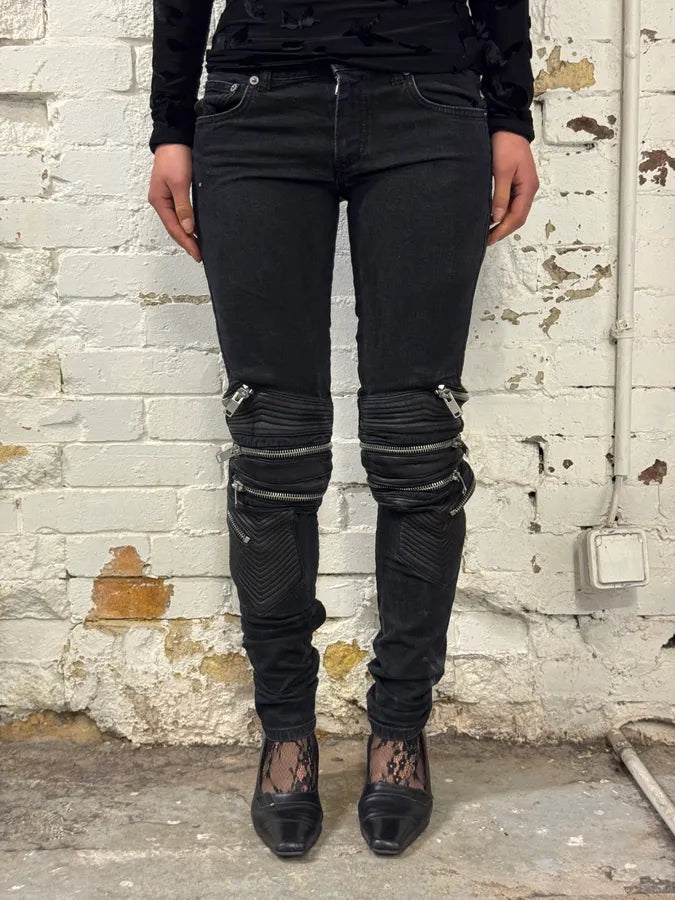 AW2013 Saint Laurent SLP04 Black Zips Biker Jeans by Hedi Slimane UKYTFPO 1