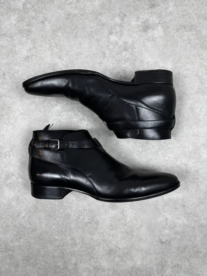 AW2013 Saint Laurent Connor Jodphur Black Leather Boots eRaWCzv 2