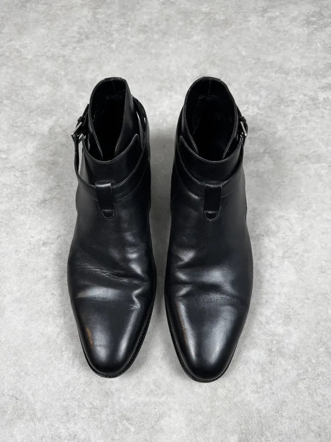 AW2013 Saint Laurent Connor Jodphur Black Leather Boots eRaWCzv 1