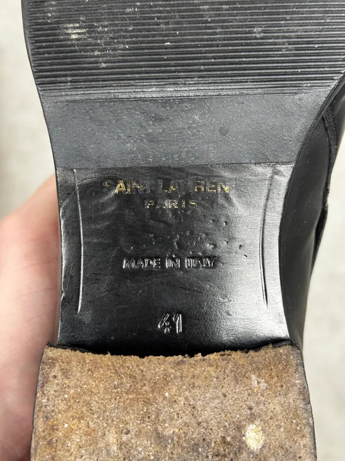 AW2013 Saint Laurent Connor Jodphur Black Leather Boots eRaWCzv 5