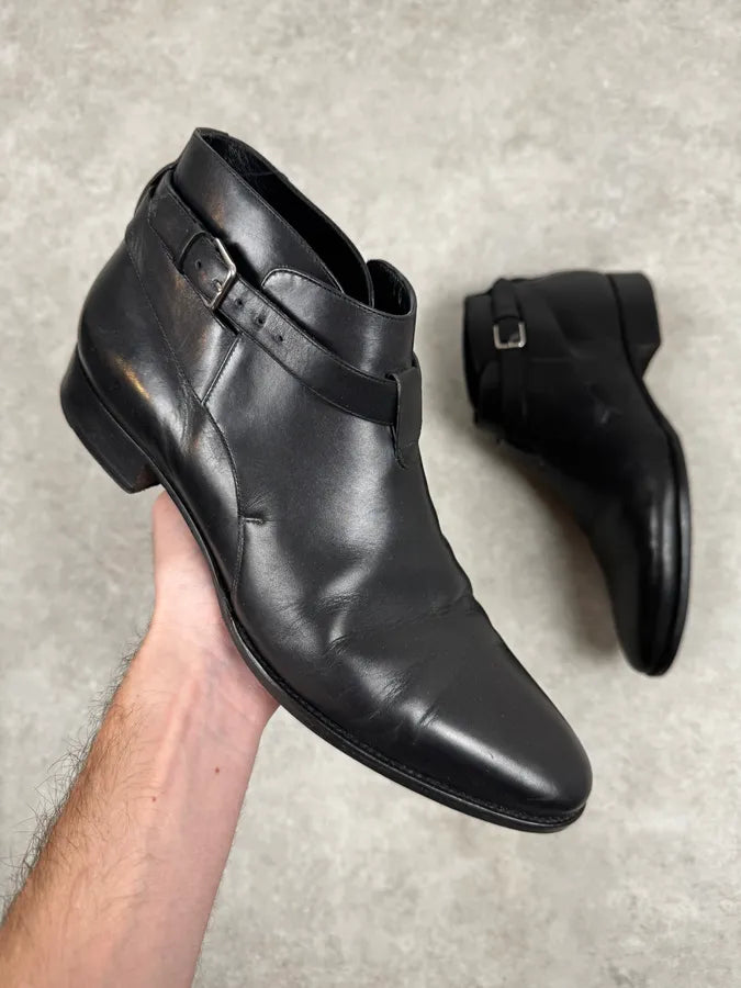 AW2013 Saint Laurent Connor Jodphur Black Leather Boots eRaWCzv 0