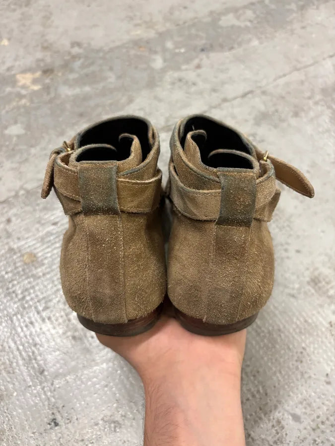 AW2013 Saint Laurent Jodhpur Beige Suede Leather Boots deoQBWh 7