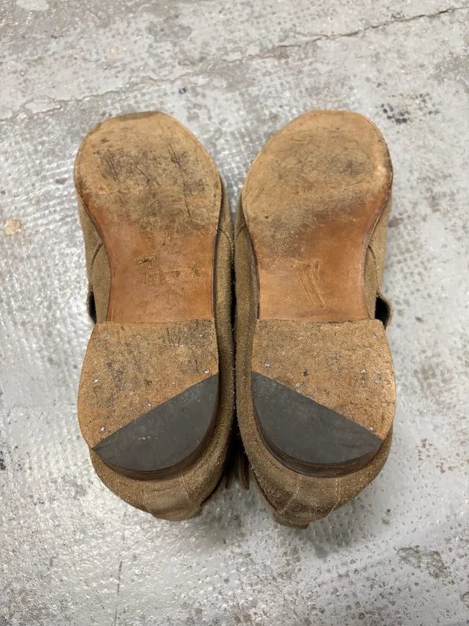 AW2013 Saint Laurent Jodhpur Beige Suede Leather Boots deoQBWh 6