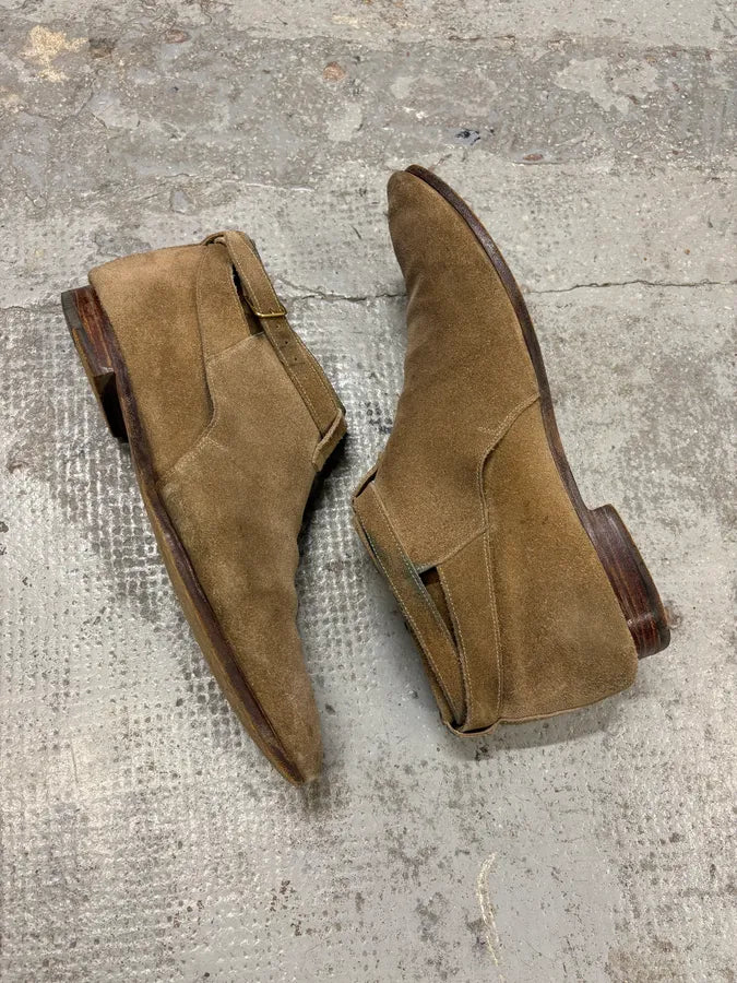 AW2013 Saint Laurent Jodhpur Beige Suede Leather Boots deoQBWh 5