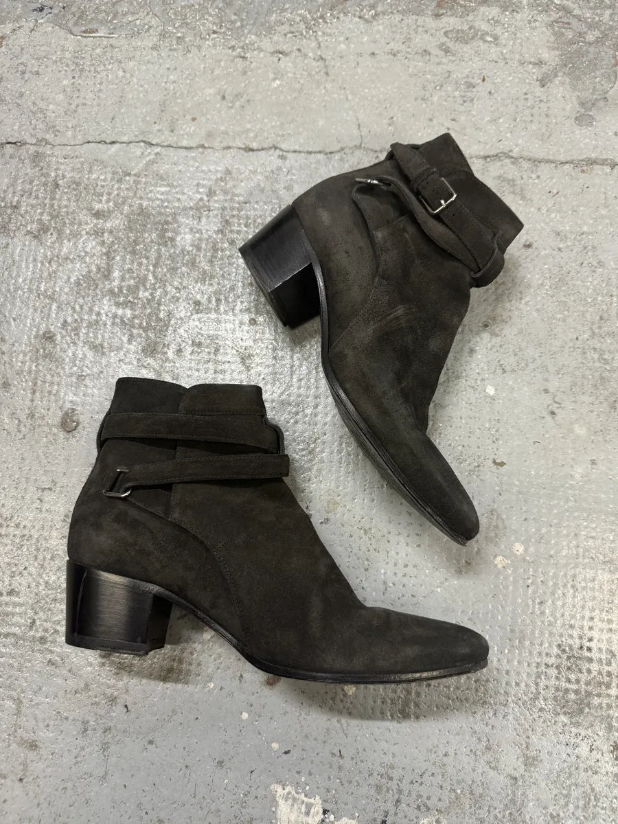 AW2013 Saint Laurent Jodhpur Dark Suede Ankle Boots by Hedi Slimane lvkXPnU 3