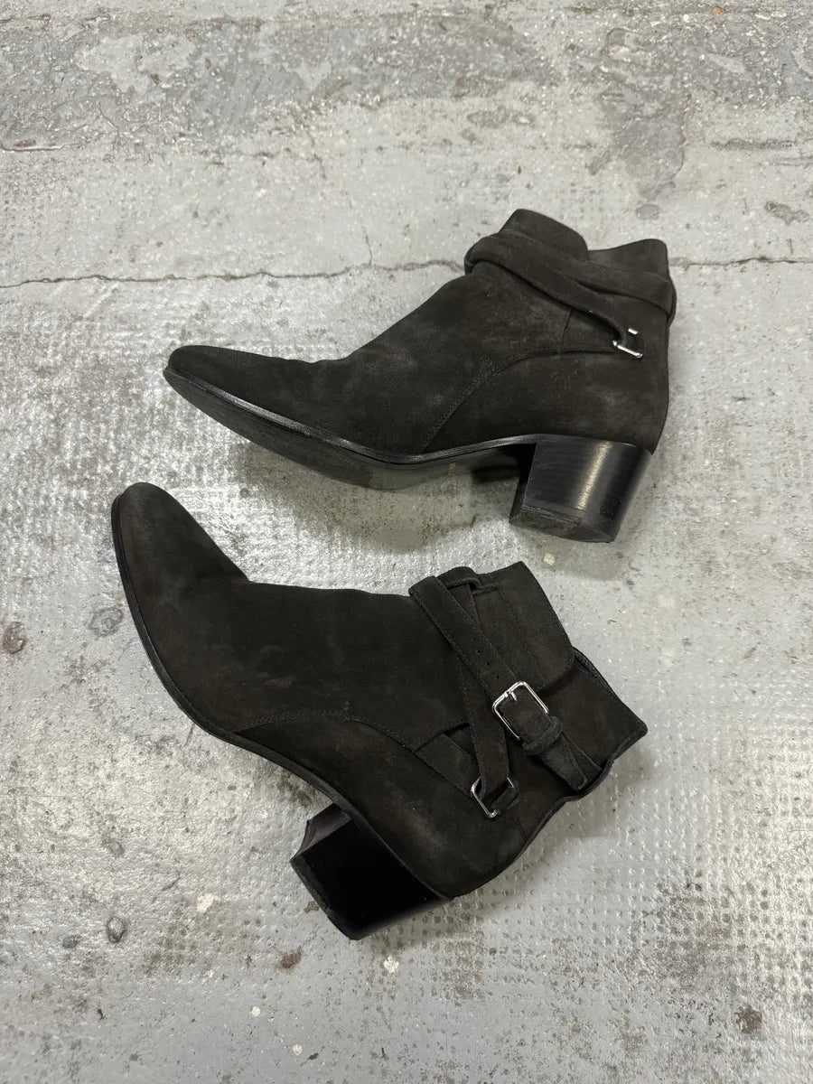 AW2013 Saint Laurent Jodhpur Dark Suede Ankle Boots by Hedi Slimane lvkXPnU 4