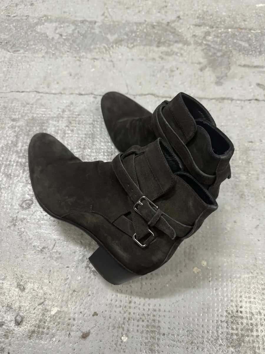AW2013 Saint Laurent Jodhpur Dark Suede Ankle Boots by Hedi Slimane lvkXPnU 5