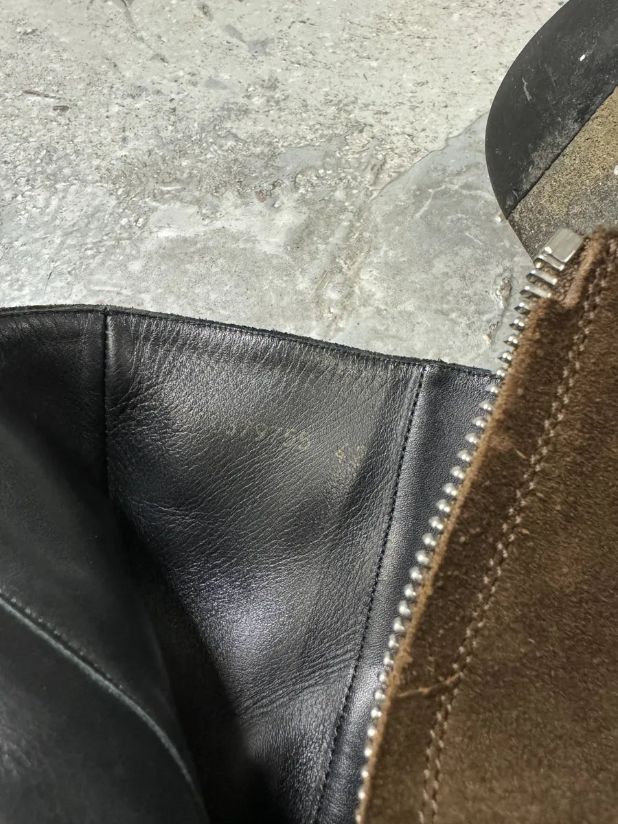 AW2013 Saint Laurent Wyatt Biker Brown Suede Leather Boots (42eu/us8.5) zLcbIVs 6