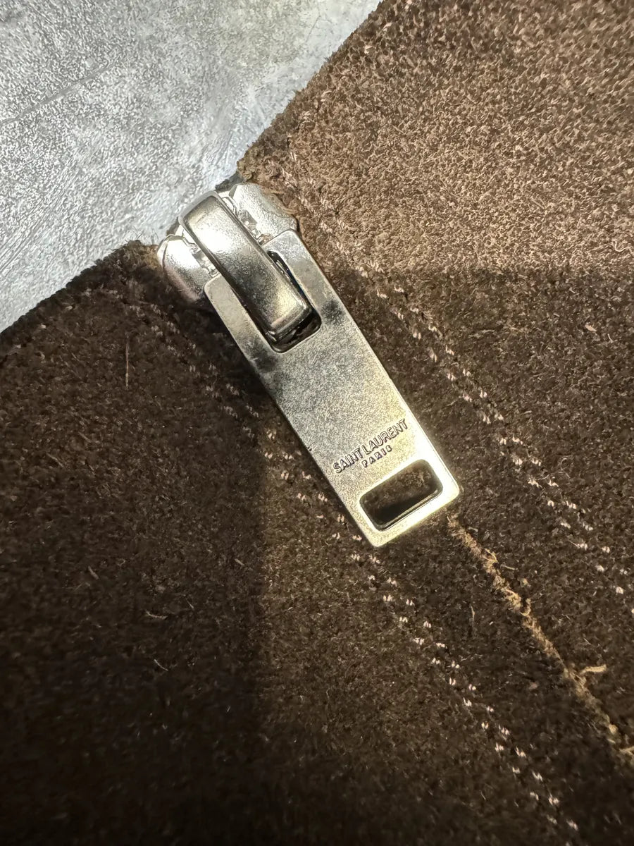 AW2013 Saint Laurent Wyatt Biker Brown Suede Leather Boots (42eu/us8.5) zLcbIVs 7