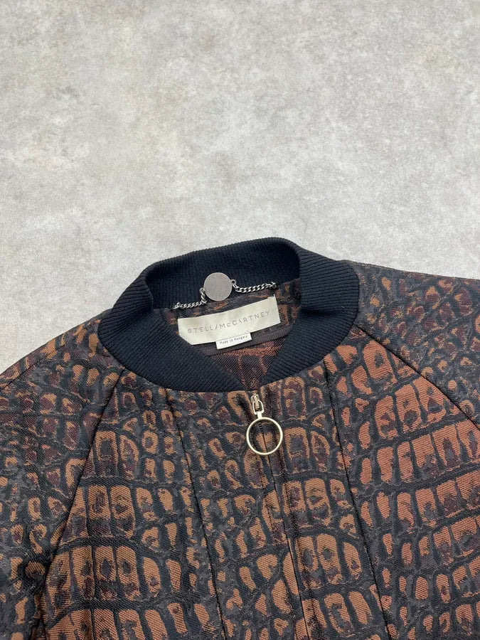 AW2013 Stella McCartney Brown Crocodile Effect Bomber Jacket OIOXcZi 4