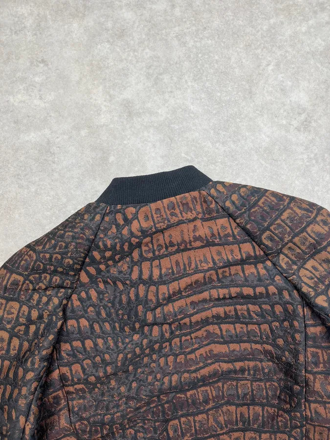 AW2013 Stella McCartney Brown Crocodile Effect Bomber Jacket OIOXcZi 5