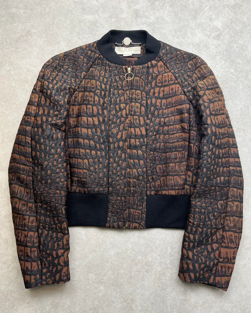 AW2013 Stella McCartney Brown Crocodile Effect Bomber Jacket OIOXcZi 0