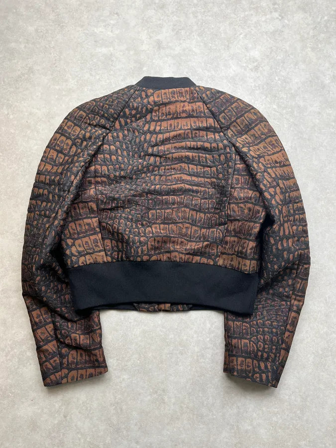 AW2013 Stella McCartney Brown Crocodile Effect Bomber Jacket OIOXcZi 6