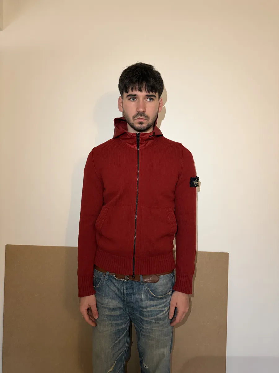 AW2013 Stone Island Red Wool Tactical Hooded Zip-up Jacket UixzEpp 1