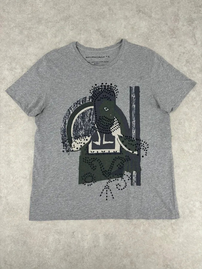 AW2013/2014 Balenciaga Grey Cotton Graphic Print T-Shirt oapllrz 0