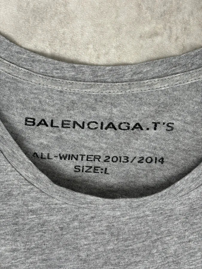 AW2013/2014 Balenciaga Grey Cotton Graphic Print T-Shirt oapllrz 7