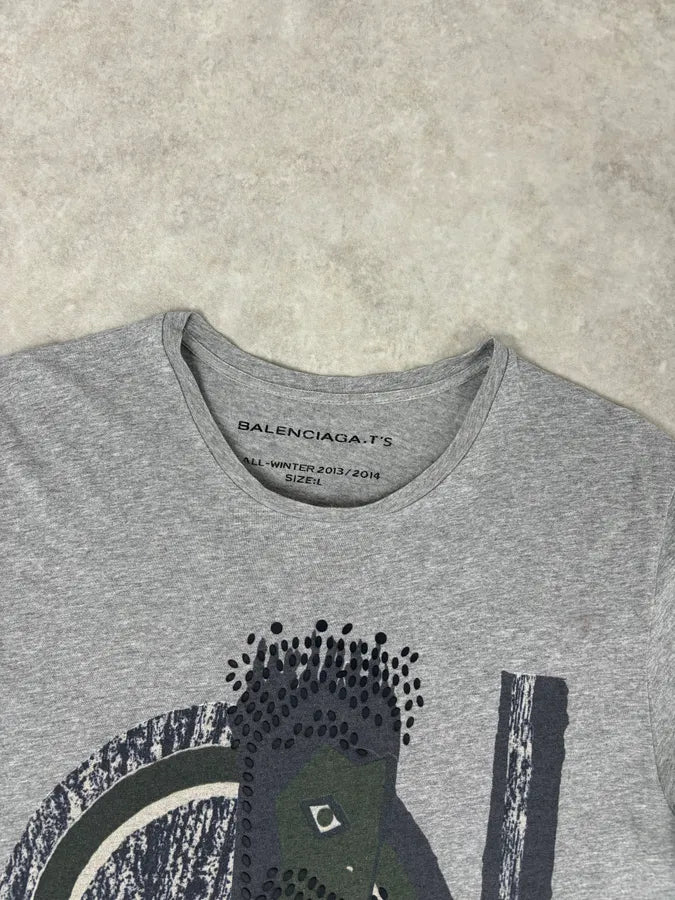 AW2013/2014 Balenciaga Grey Cotton Graphic Print T-Shirt oapllrz 3