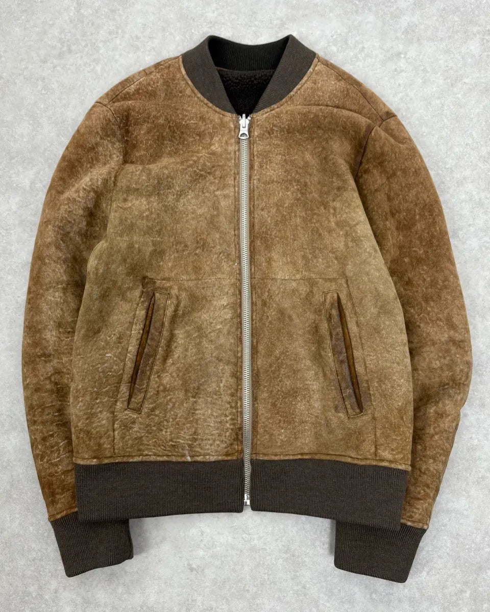 AW2014 Acne Studios Brown Shearling Leather Jacket buCWimk 0