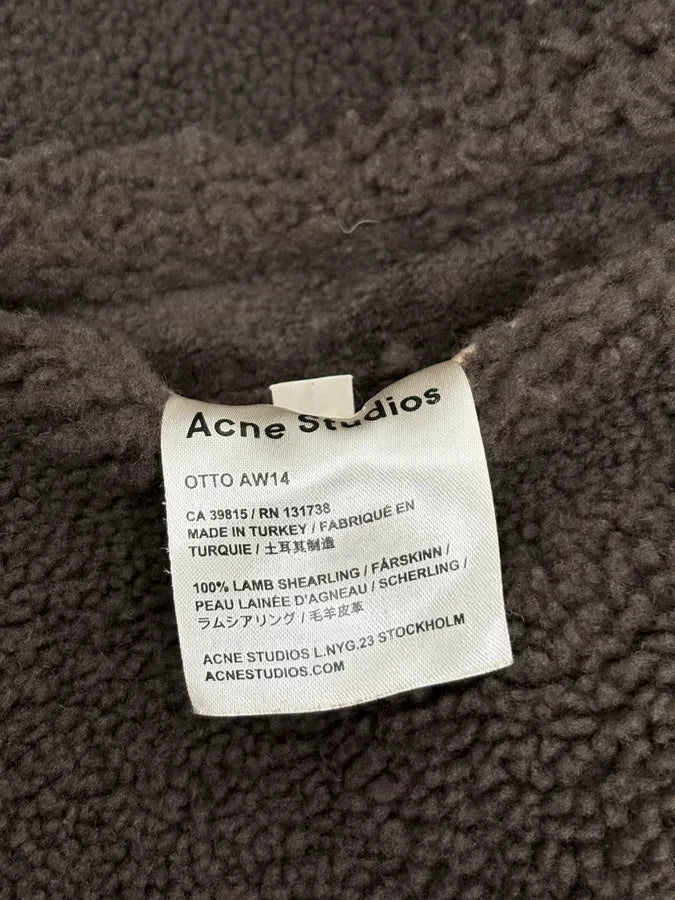 AW2014 Acne Studios Brown Shearling Leather Jacket buCWimk 9