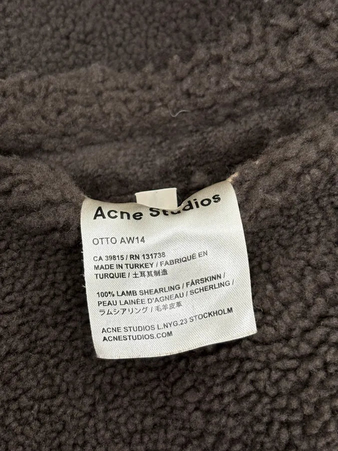 AW2014 Acne Studios Brown Shearling Leather Jacket buCWimk 9