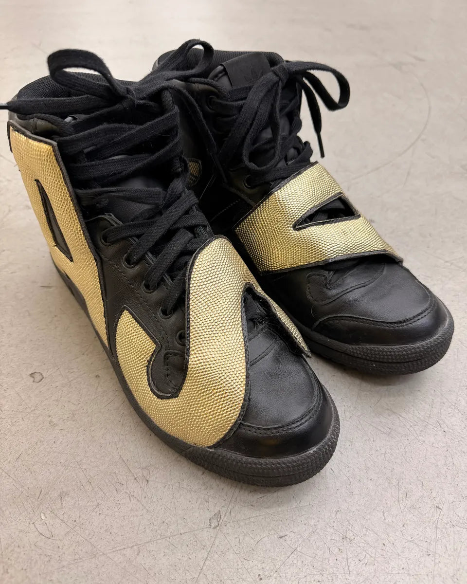 AW2014 Adidas Jeremy Scott Black Gold Leather JS Letters High Sneakers ByGvEhN 3