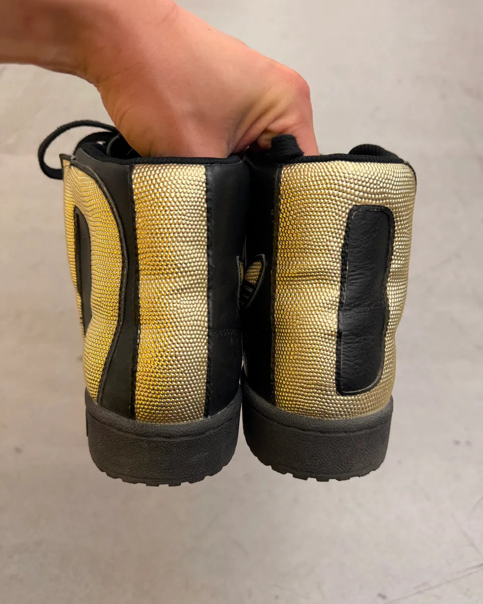 AW2014 Adidas Jeremy Scott Black Gold Leather JS Letters High Sneakers ByGvEhN 7