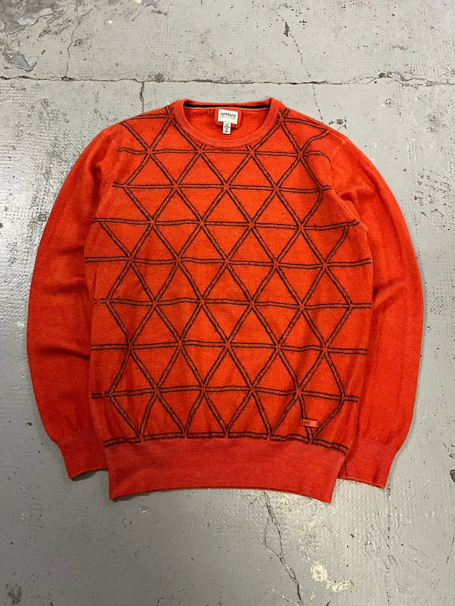 AW2014 Armani Collezioni Orange Abstract Sweater TxBdhGl 0