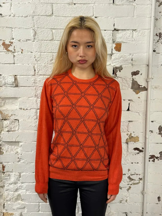AW2014 Armani Collezioni Orange Abstract Sweater TxBdhGl 1