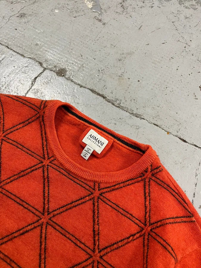 AW2014 Armani Collezioni Orange Abstract Sweater TxBdhGl 4