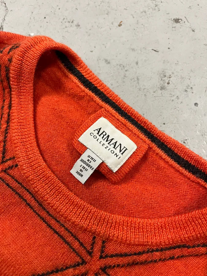 AW2014 Armani Collezioni Orange Abstract Sweater TxBdhGl 7