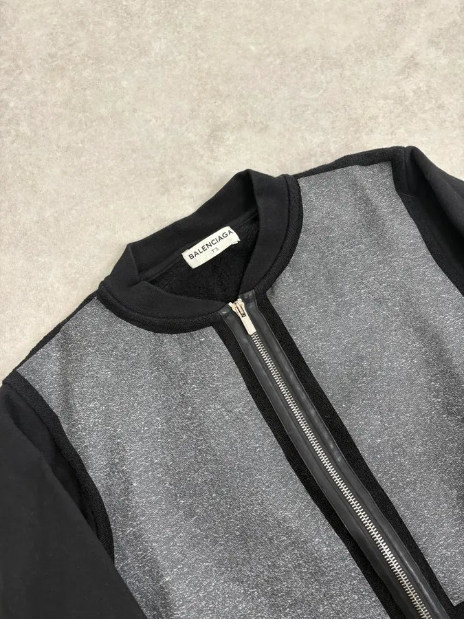 AW2014 Balenciaga Grey & Black Zip-up Sweater BjjUSdm 4