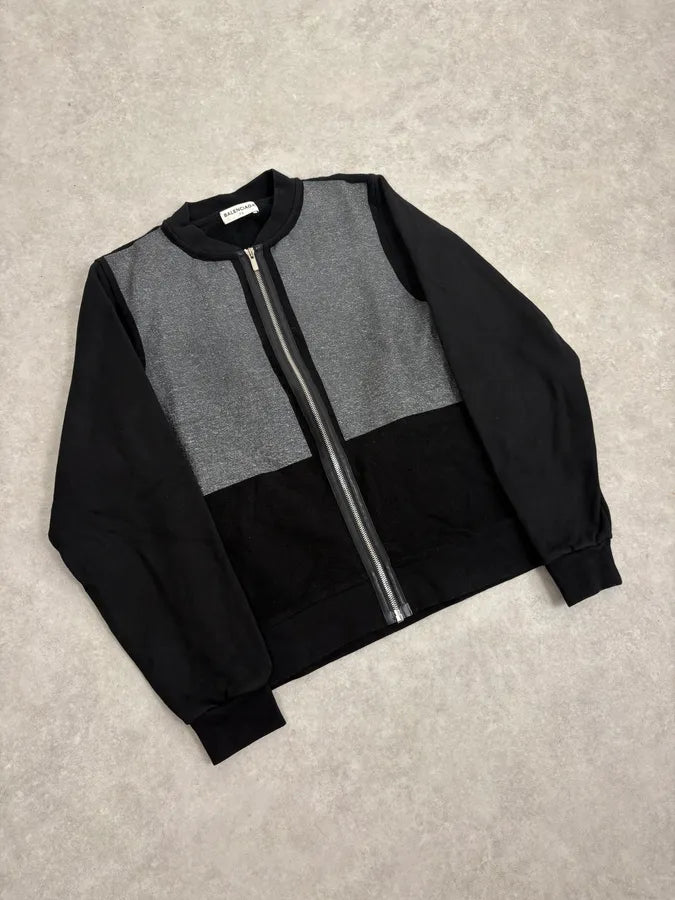 AW2014 Balenciaga Grey & Black Zip-up Sweater BjjUSdm 3