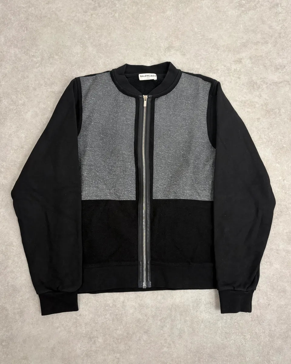 AW2014 Balenciaga Grey & Black Zip-up Sweater BjjUSdm 0