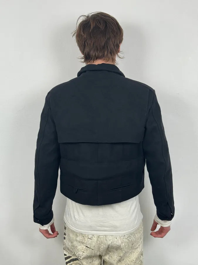 AW2014 Balmain Black Cropped Wool Buttoned Jacket QBerTtM 2