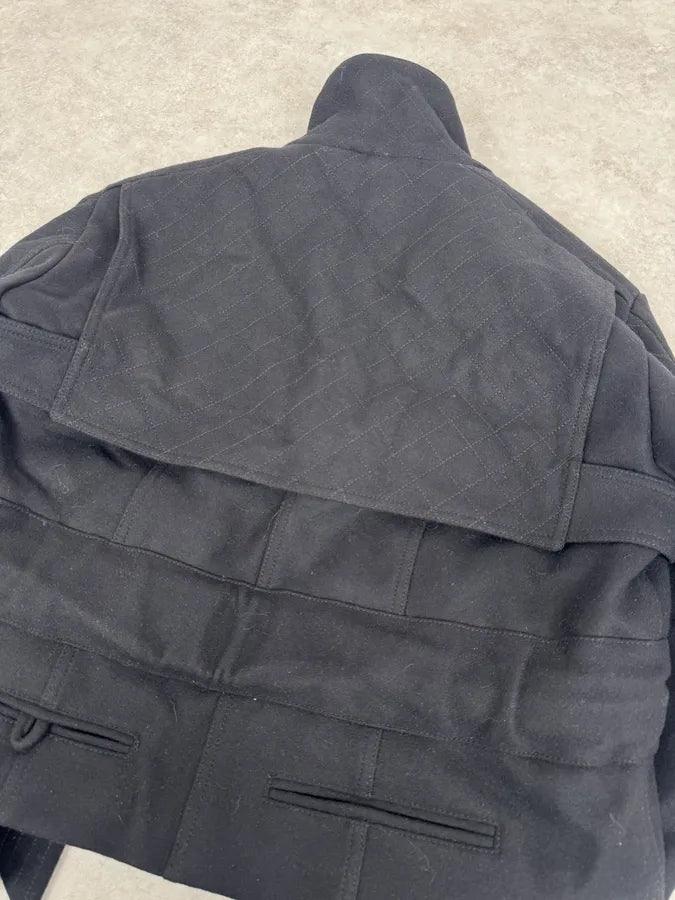 AW2014 Balmain Black Cropped Wool Buttoned Jacket QBerTtM 4