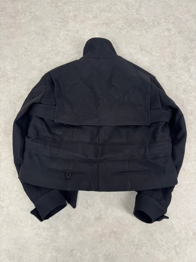 AW2014 Balmain Black Cropped Wool Buttoned Jacket QBerTtM 5