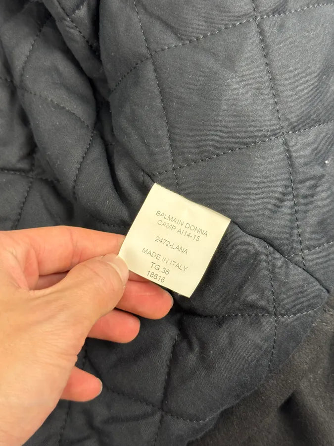 AW2014 Balmain Black Cropped Wool Buttoned Jacket QBerTtM 6