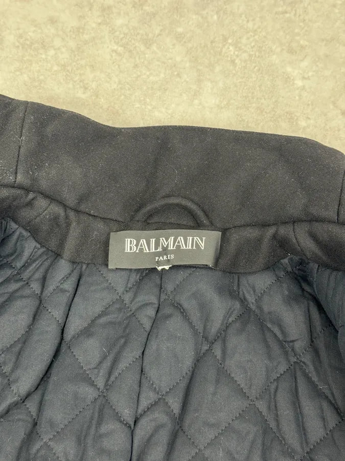AW2014 Balmain Black Cropped Wool Buttoned Jacket QBerTtM 7