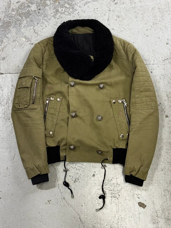 AW2014 Balmain Military Green Officer Jacket coTealE 2