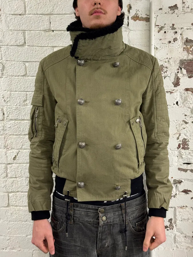 AW2014 Balmain Military Green Officer Jacket coTealE 1