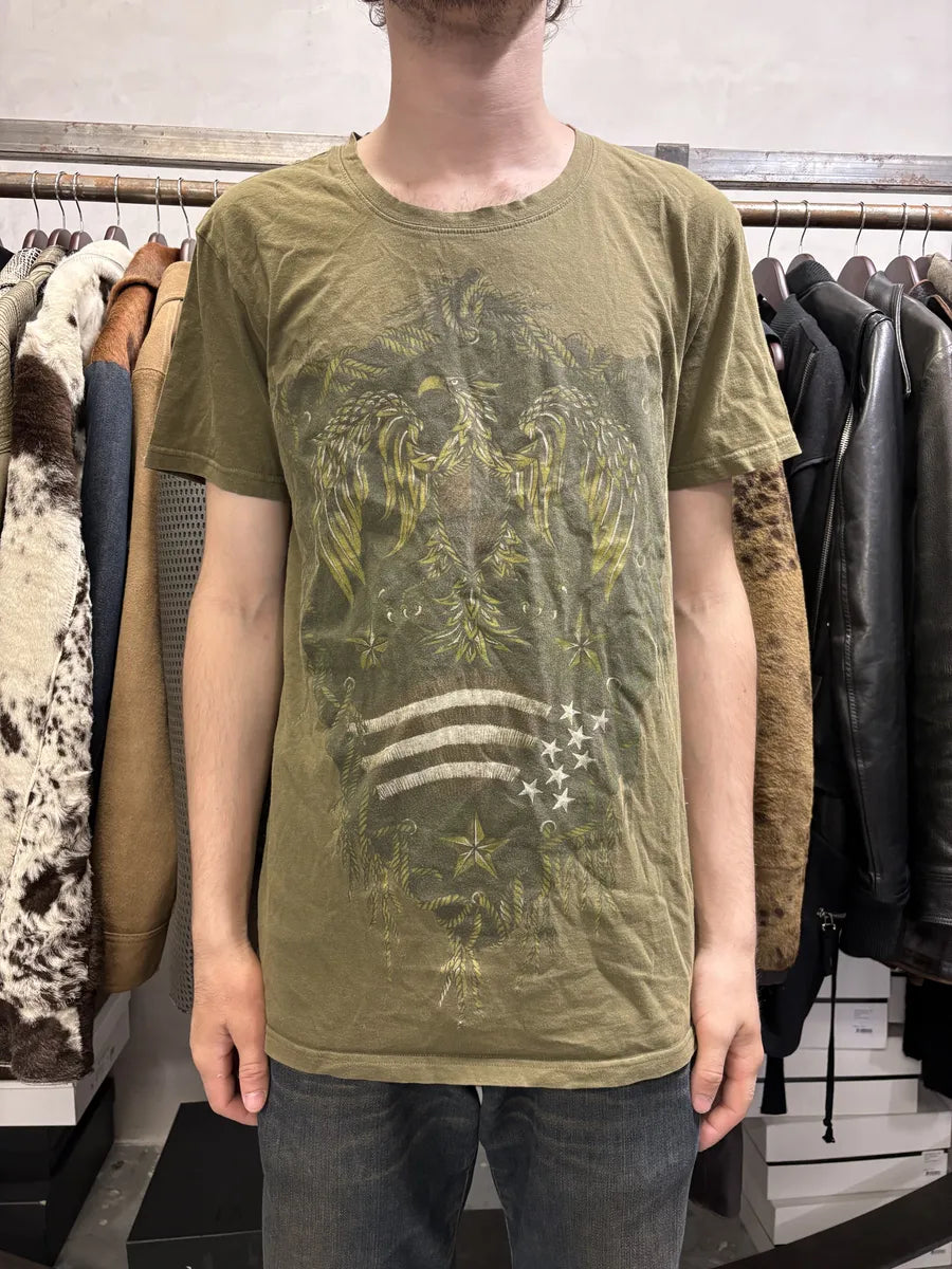 AW2014 Balmain Olive Green Eagle Dynastic T-Shirt HxvsCPo 2