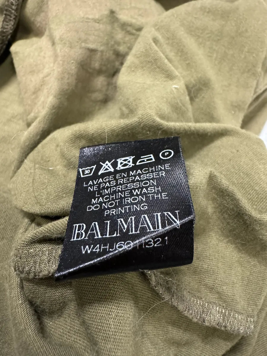 AW2014 Balmain Olive Green Eagle Dynastic T-Shirt HxvsCPo 6