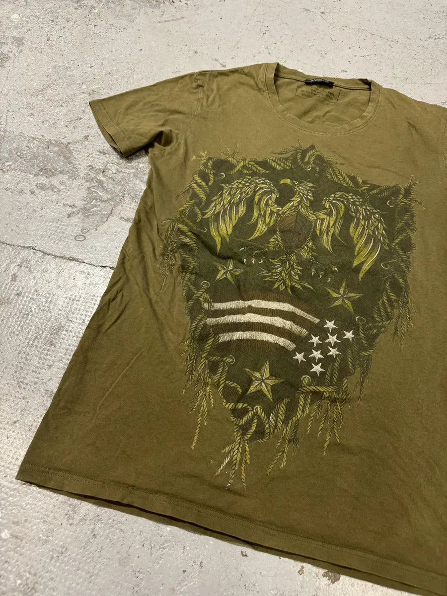 AW2014 Balmain Olive Green Eagle Dynastic T-Shirt HxvsCPo 8